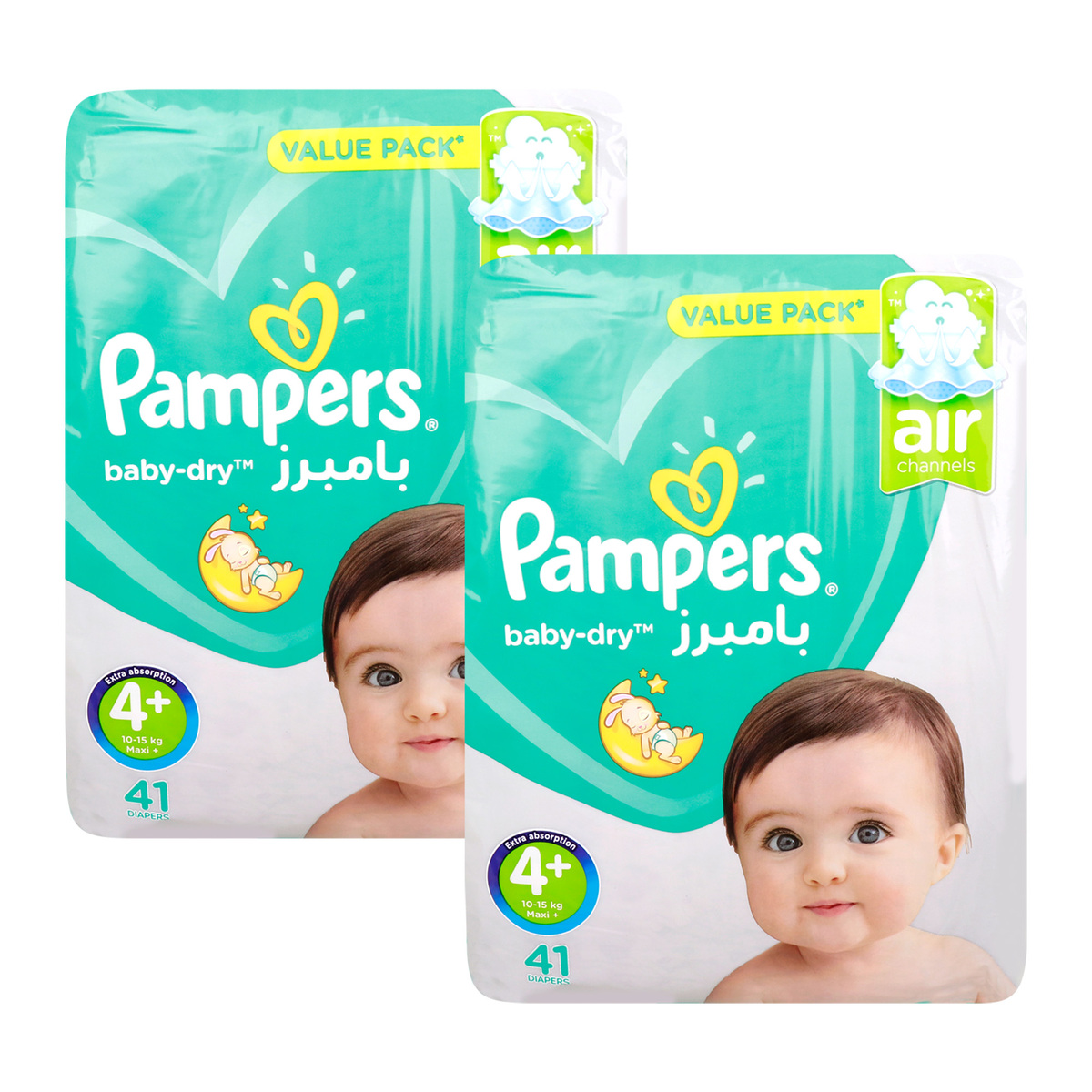 Pampers Baby Dry Diaper Size 4+, 10-15kg 2 x 41 pcs