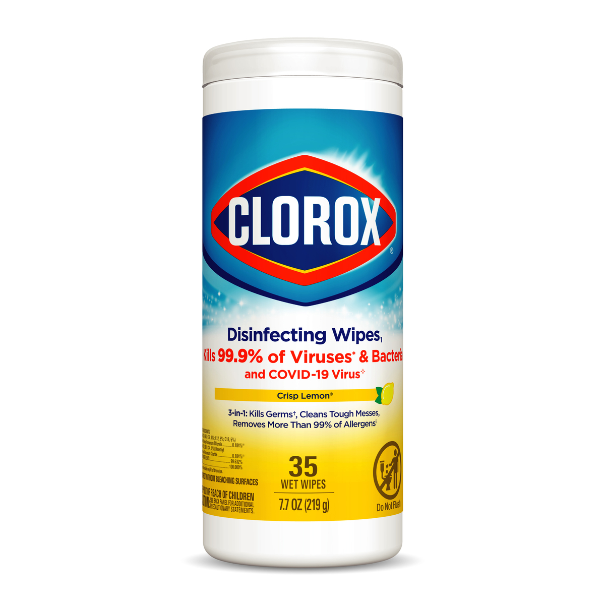 Buy Clorox Disinfecting Wet Wipes Crisp Lemon 35 pcs Online at Best Price | Disp.Cleaning Wipes | Lulu KSA in Kuwait
