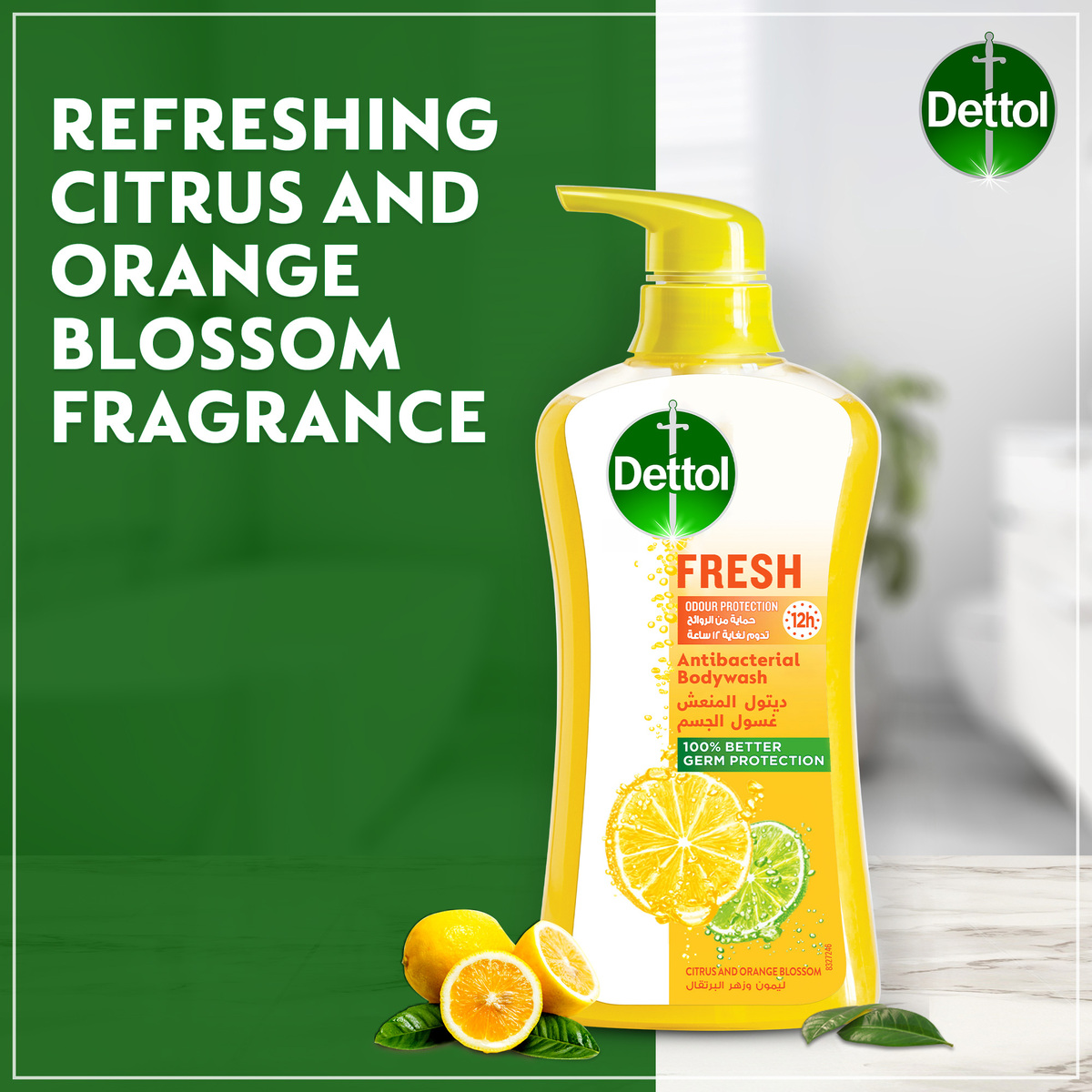 Dettol Fresh Shower Gel & Body Wash Citrus & Orange Blossom Fragrance 500 ml