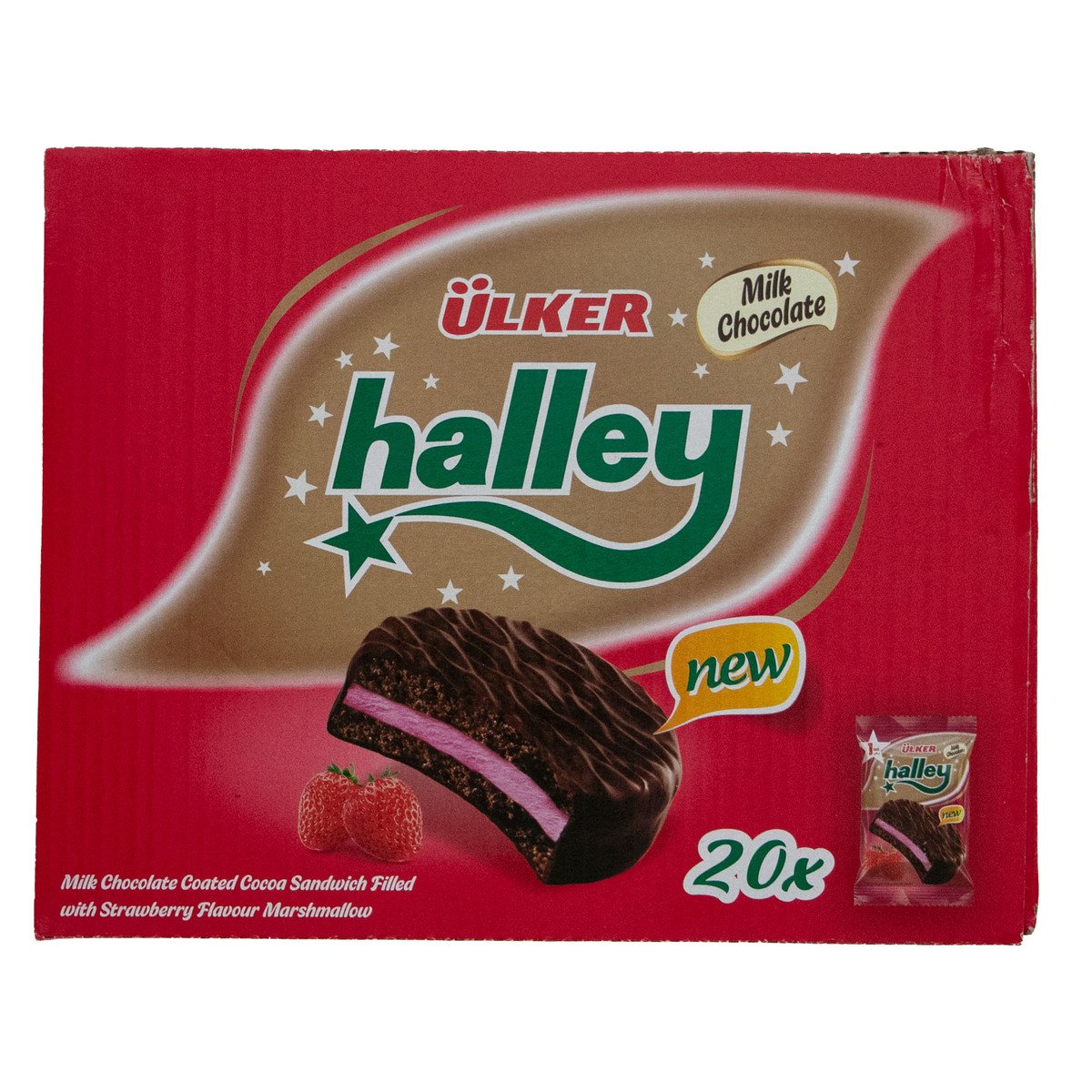 أولكر هيلي ساندوتش الكاكاو بحشوة الفراولة مغطى بشوكولاتة الحليب 20 × 26 جم