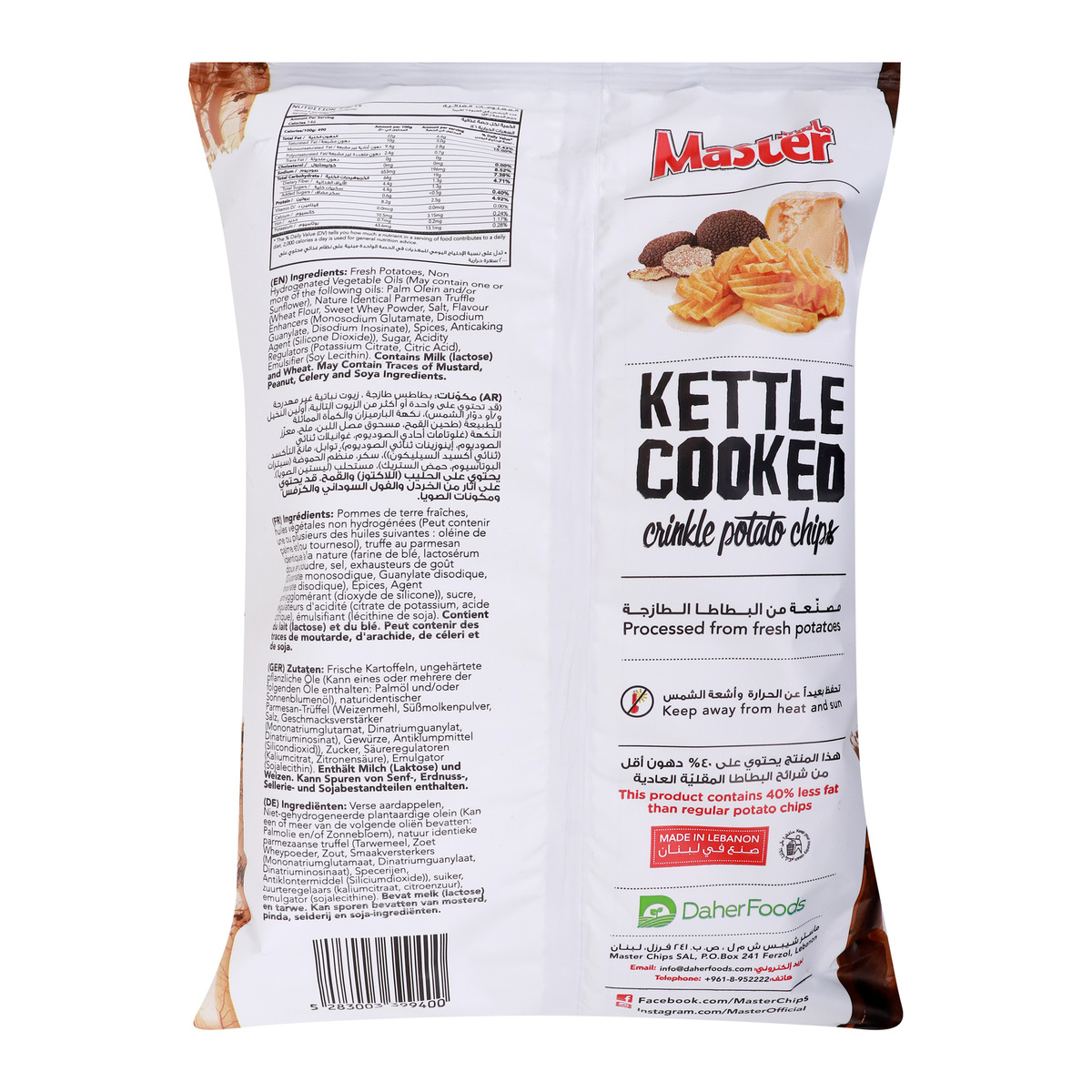 Master Kettle Cooked Crinkle Potato Chips Black Truffle & Parmesan 170 g