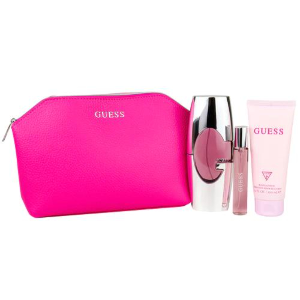 Guess Pink Set For Women, 75 ml Eau de Parfum, 15 ml TRAVEL Spray, 100 ml Body LotionWith Pouch