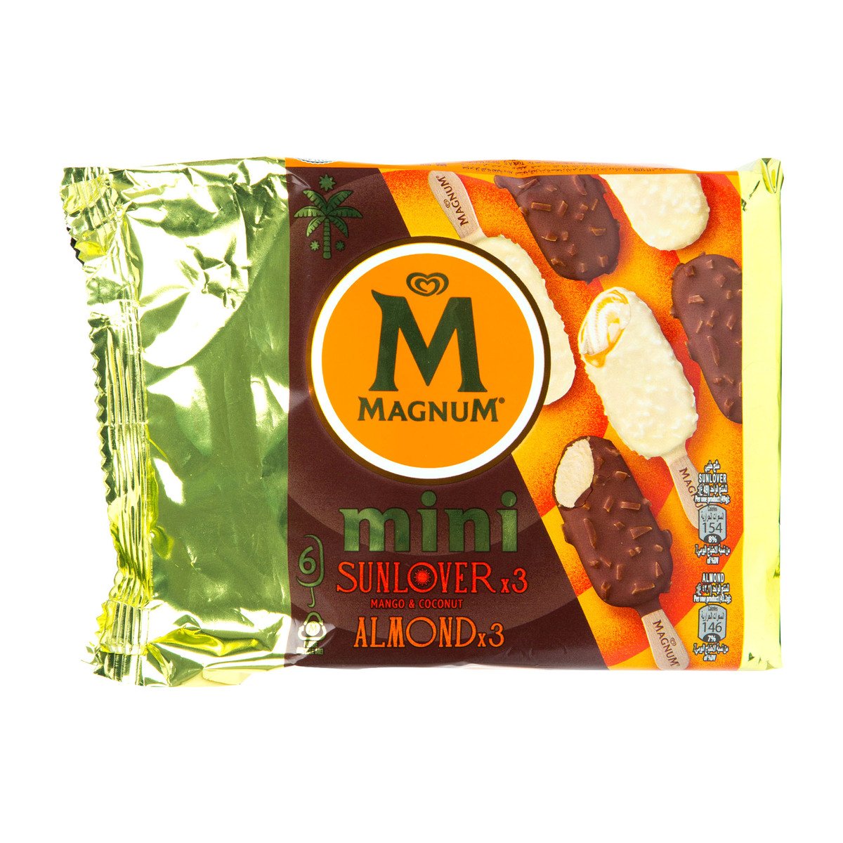 Magnum Mini Sunlover Mango & Coconut Ice Cream Stick 3 x 60 ml + Almonds 3 x 57.5 ml