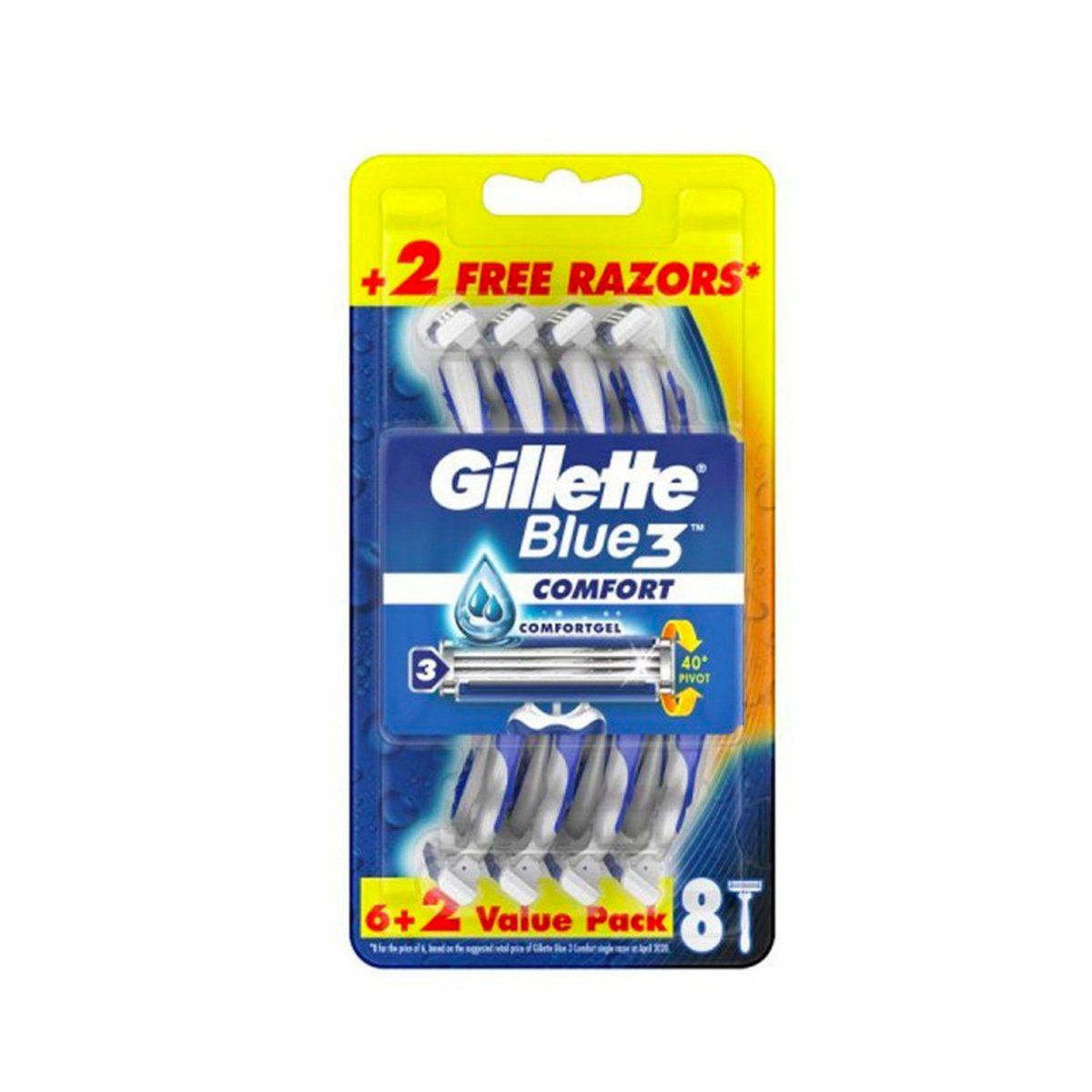 Gillette Mens Blue 3 Sensitiv Disposable Razors 8's