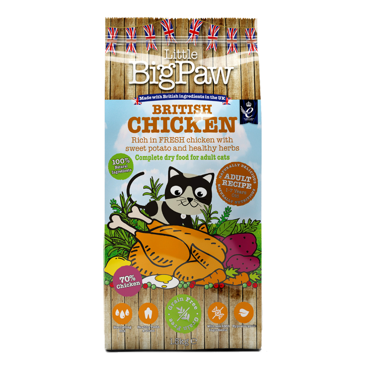 Little BigPaw British Chicken Complete Dry Food for Adult Cats, 1.5 kg