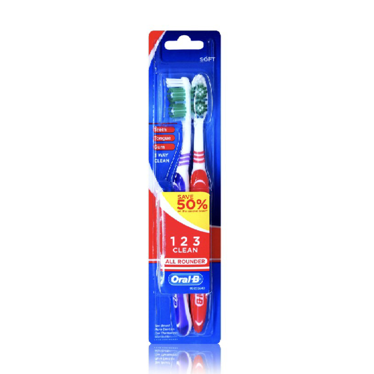 Oral-B Toothbrush All Rounder 123 Clean 40 Soft 2s