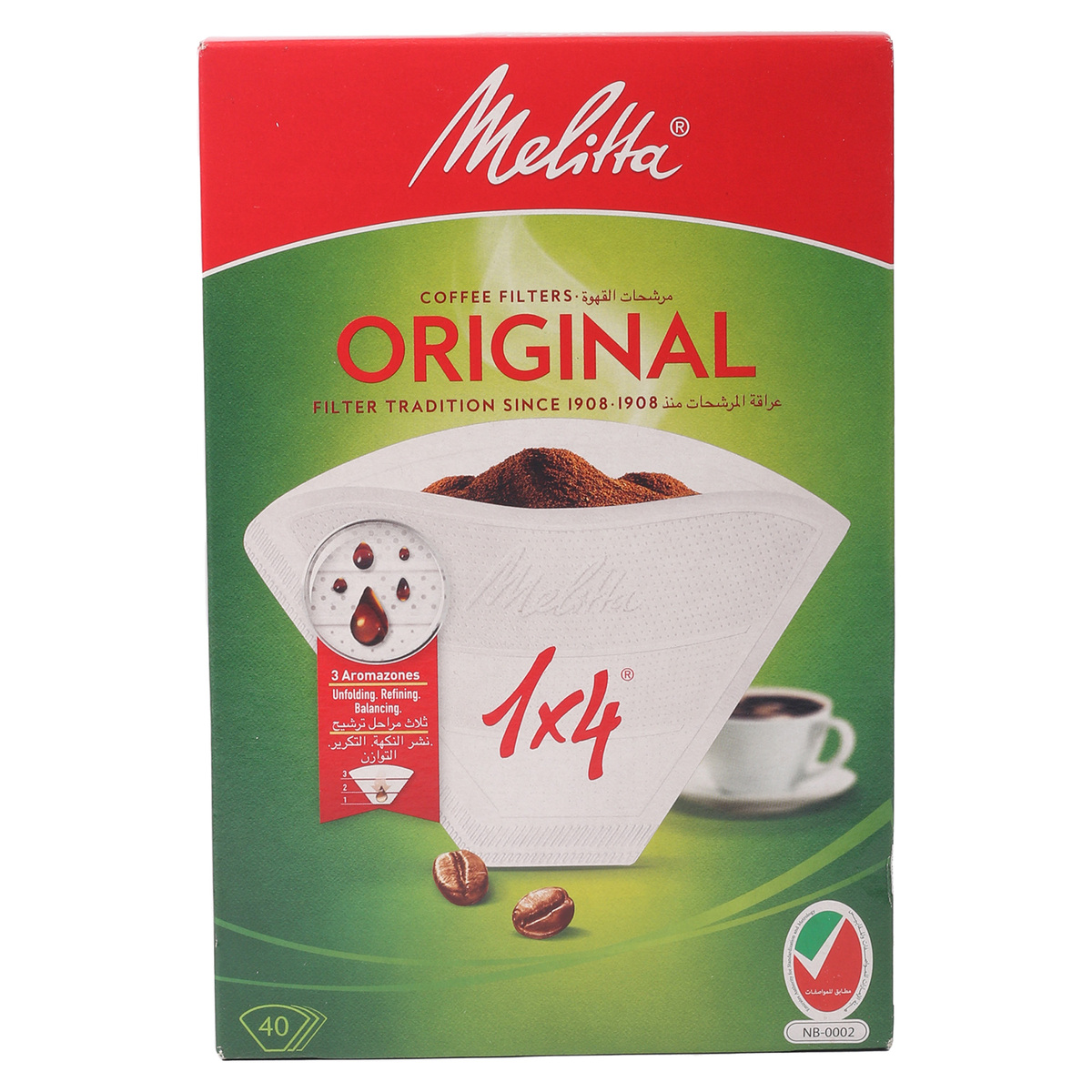 ميليتا مرشحات القهوة الأصلية 4 في 1 ، 40 قطعة
