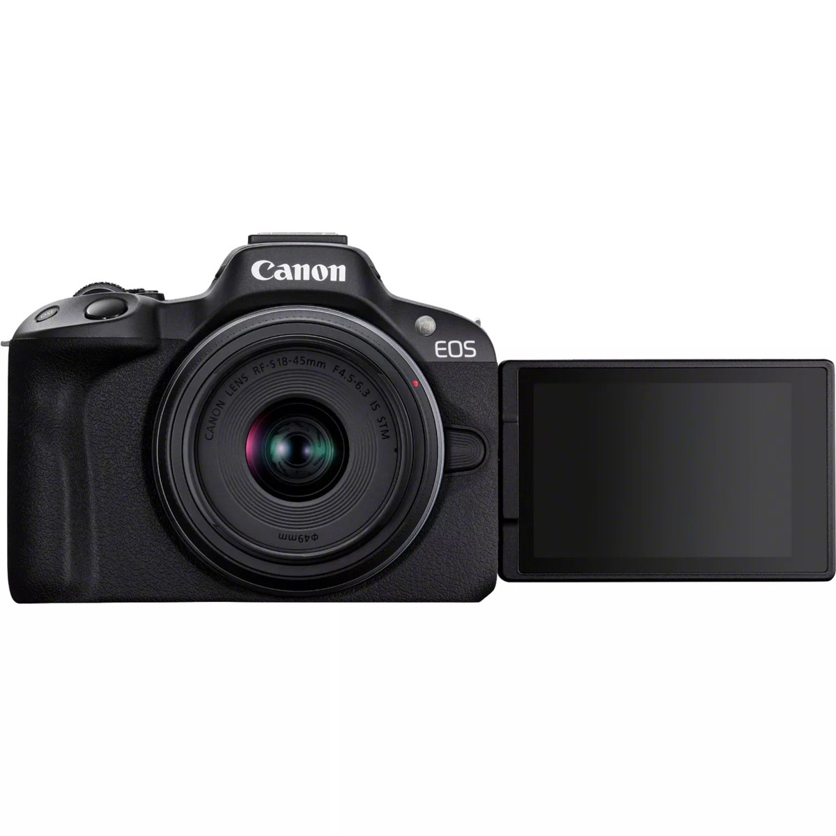 مجموعة أدوات إنشاء محتوى الكاميرا بدون مرآة EOS R50 من Canon بدقة 24.2 ميجابكسل مع RF-S، مقاس 18-45 مم، وعدسة IS STM