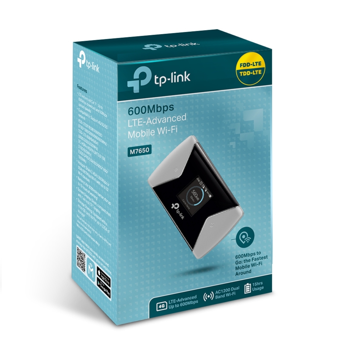 TP-Link M7650 4G+ MiFi, Portable Travel Wi-Fi, SD Card Slot, Unlocked LTE-Advanced Mobile Wi-Fi Hotspot, Caravan Wi-Fi (Up to 32 Wi-Fi Devices, Easy tpMiFi App Management)