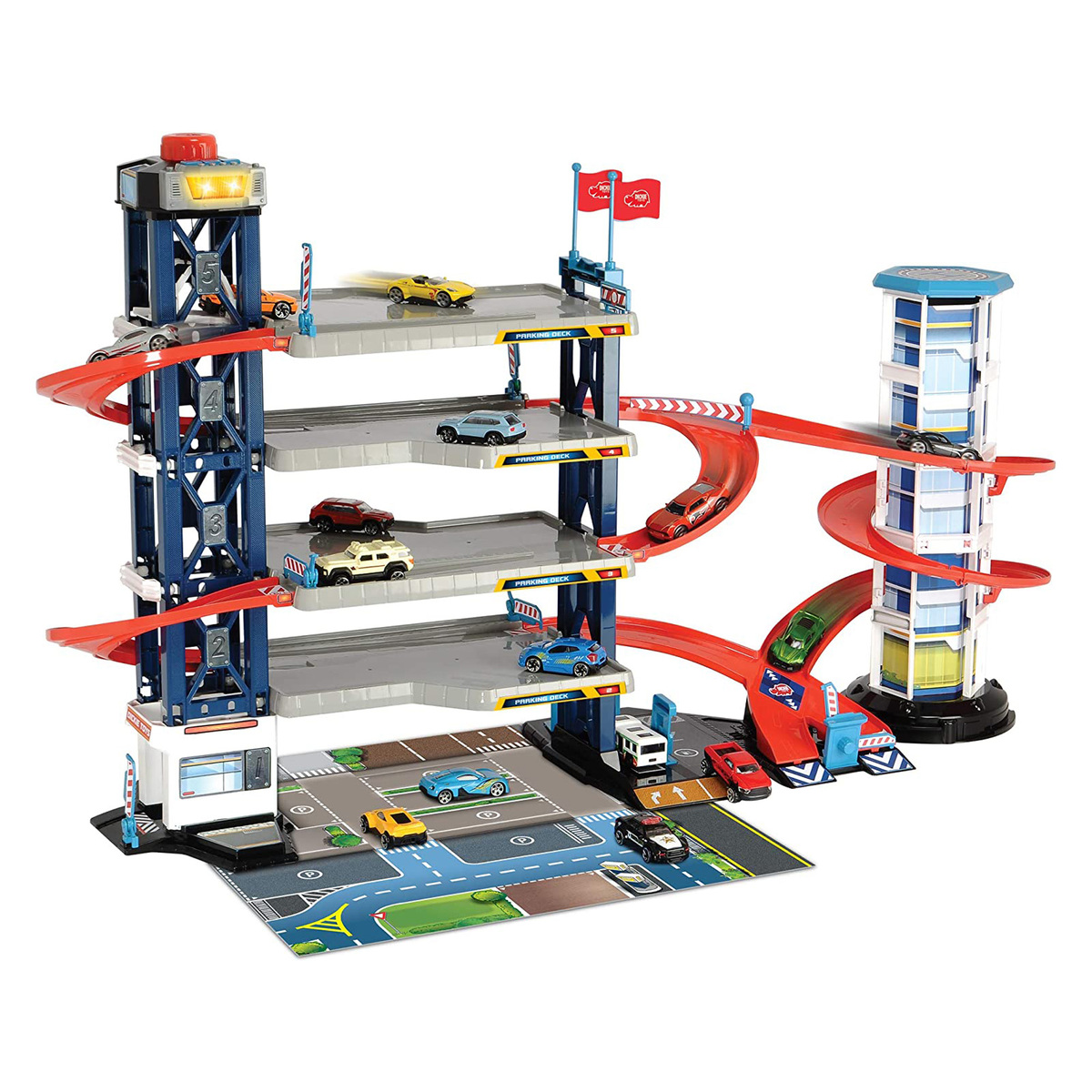 Dickie City Parking Garage Playset with 4 Vehicles, Assorted, 203749008
