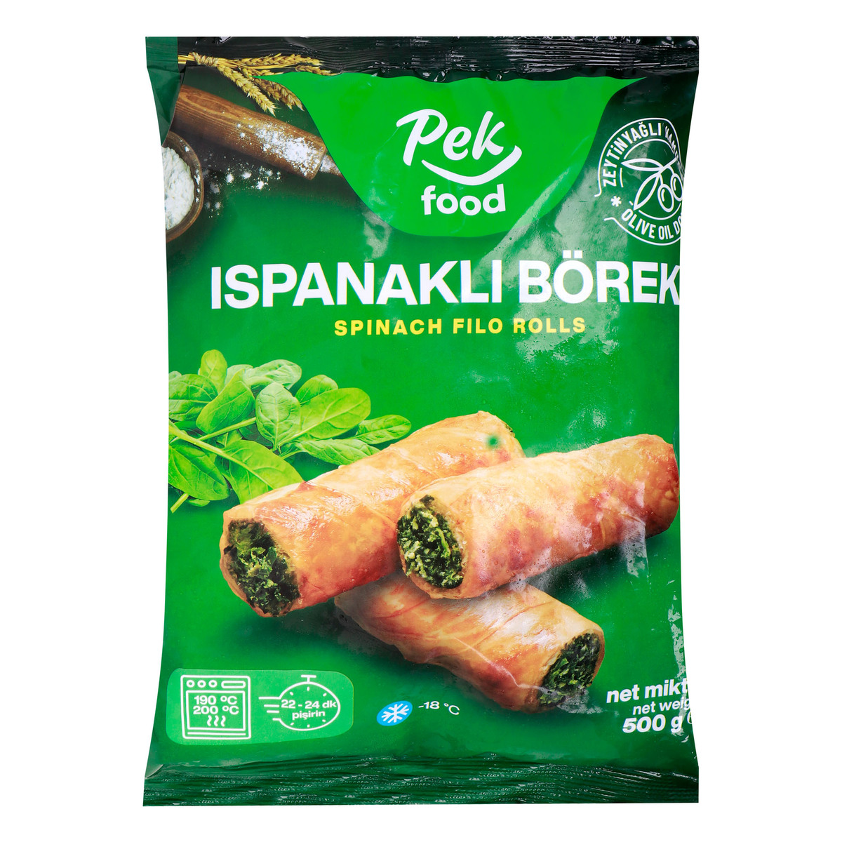 Pek Food Filo Rolls With Spinach 500 g