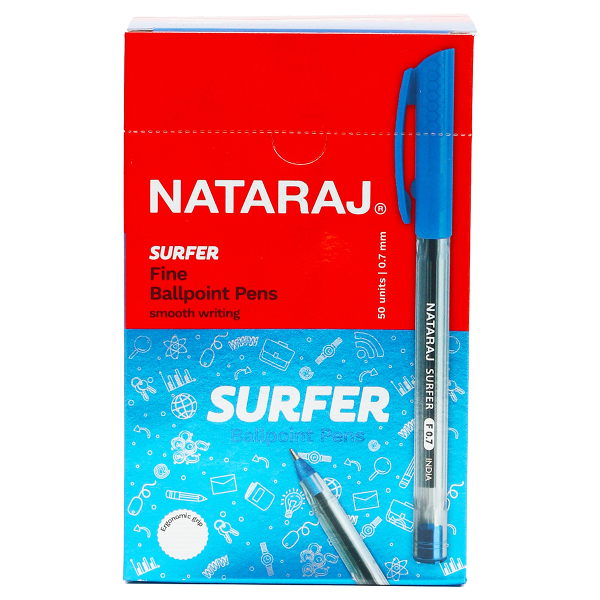 Nataraj Ballpoint Pens Surfer Blue 0.7mm 50 pcs