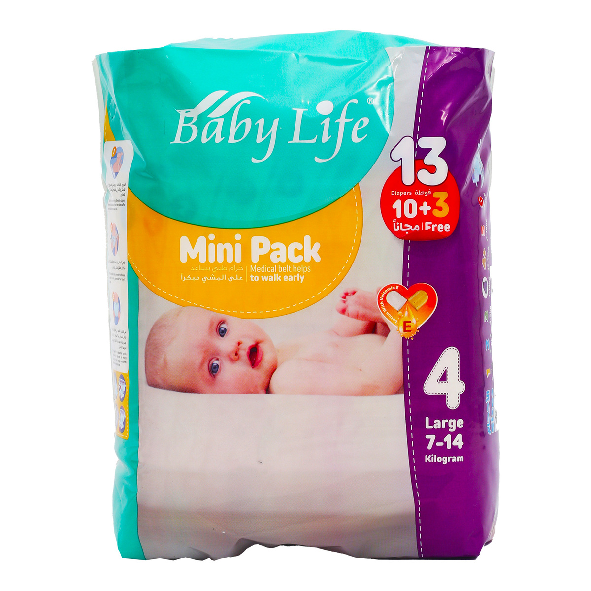 Baby Life Diaper Large Size 4 7-14 kg 10 + 3 pcs