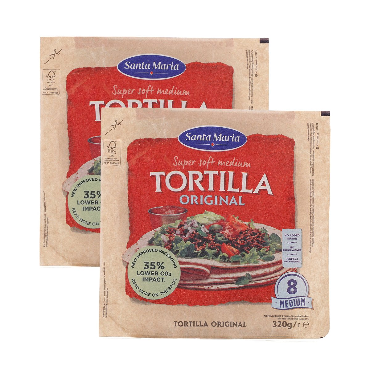 Santa Maria Super Soft Tortilla Wraps Medium 8 pcs 2 x 320 g