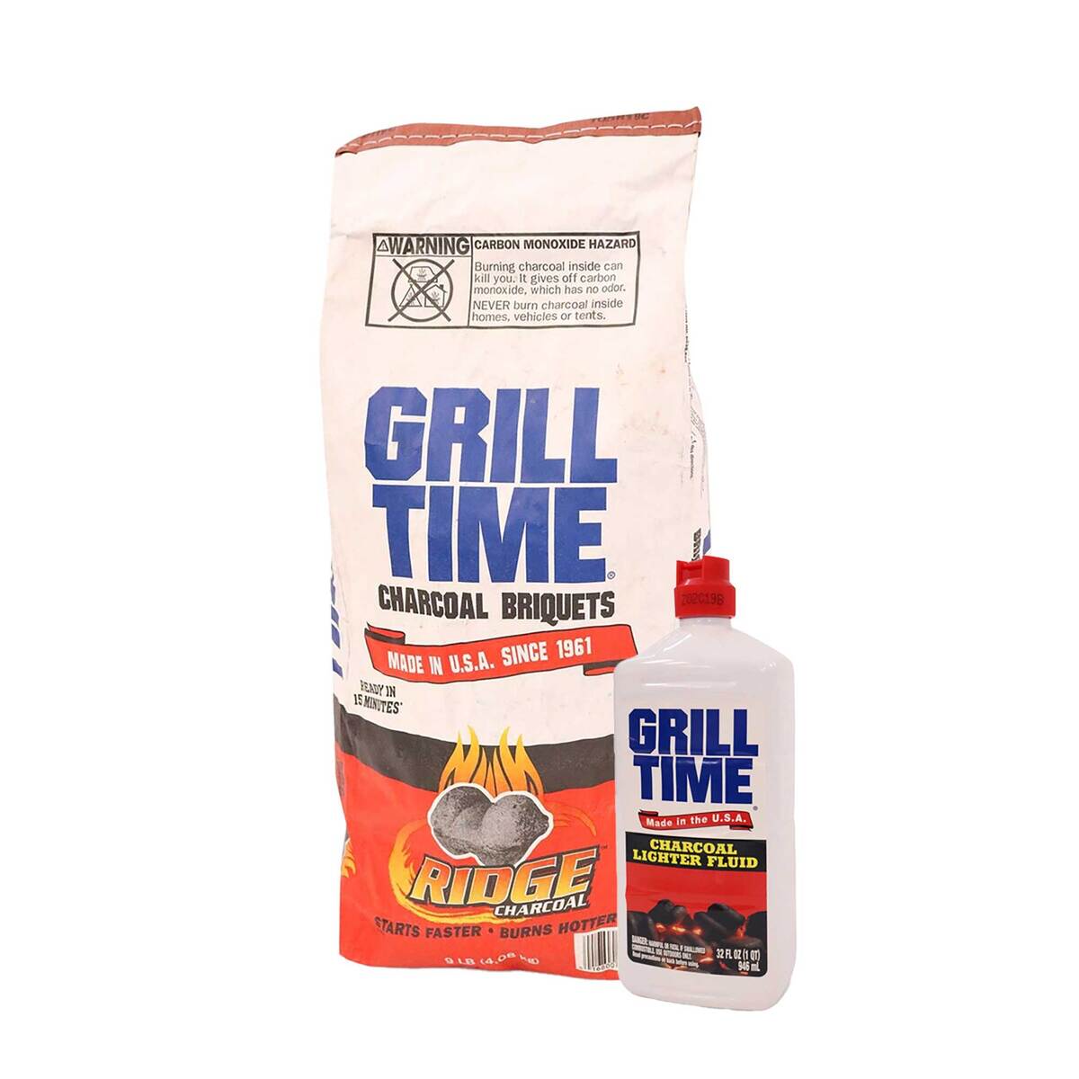 Grill Time Charcoal Briquets 4.08kg + Grill Time Charcoal Lighter Fluid 946ml