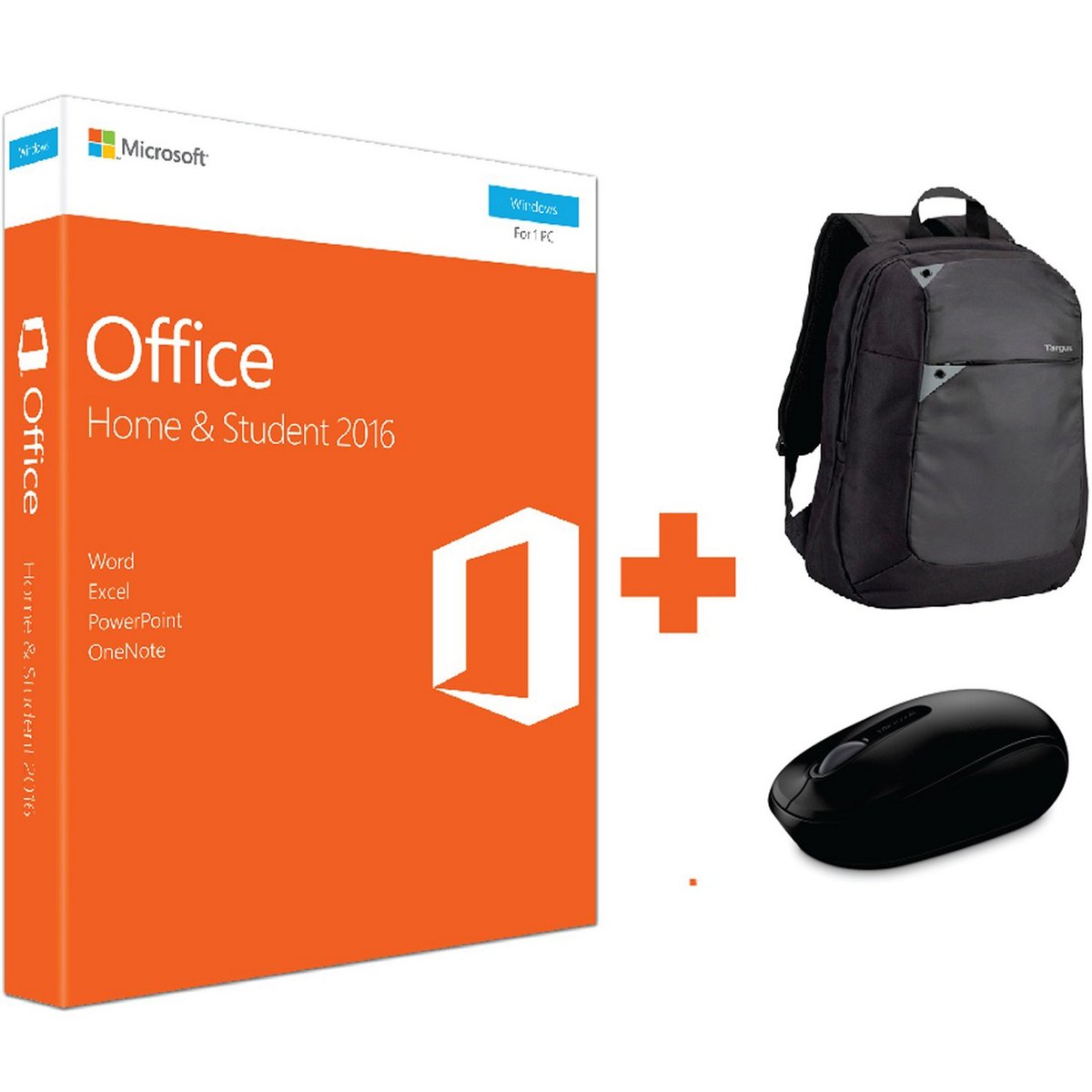 Microsoft Office Home & Student 2016 + Targus Back Pack + Microsoft Wireless Mouse
