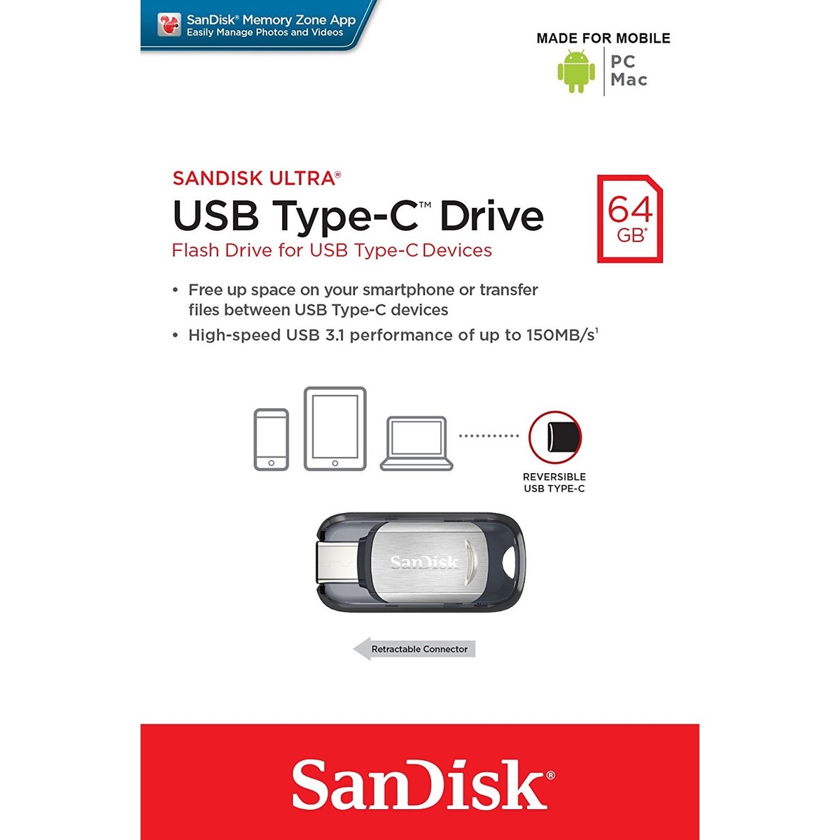 SanDisk USB Type-C Flash Drive SDCZ450-064G 64GB