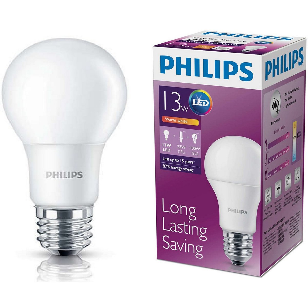 deksel Aubergine Geheugen Philips LED Bulb 13W E27 WW 2pcs Online at Best Price | LED Bulb | Lulu Oman