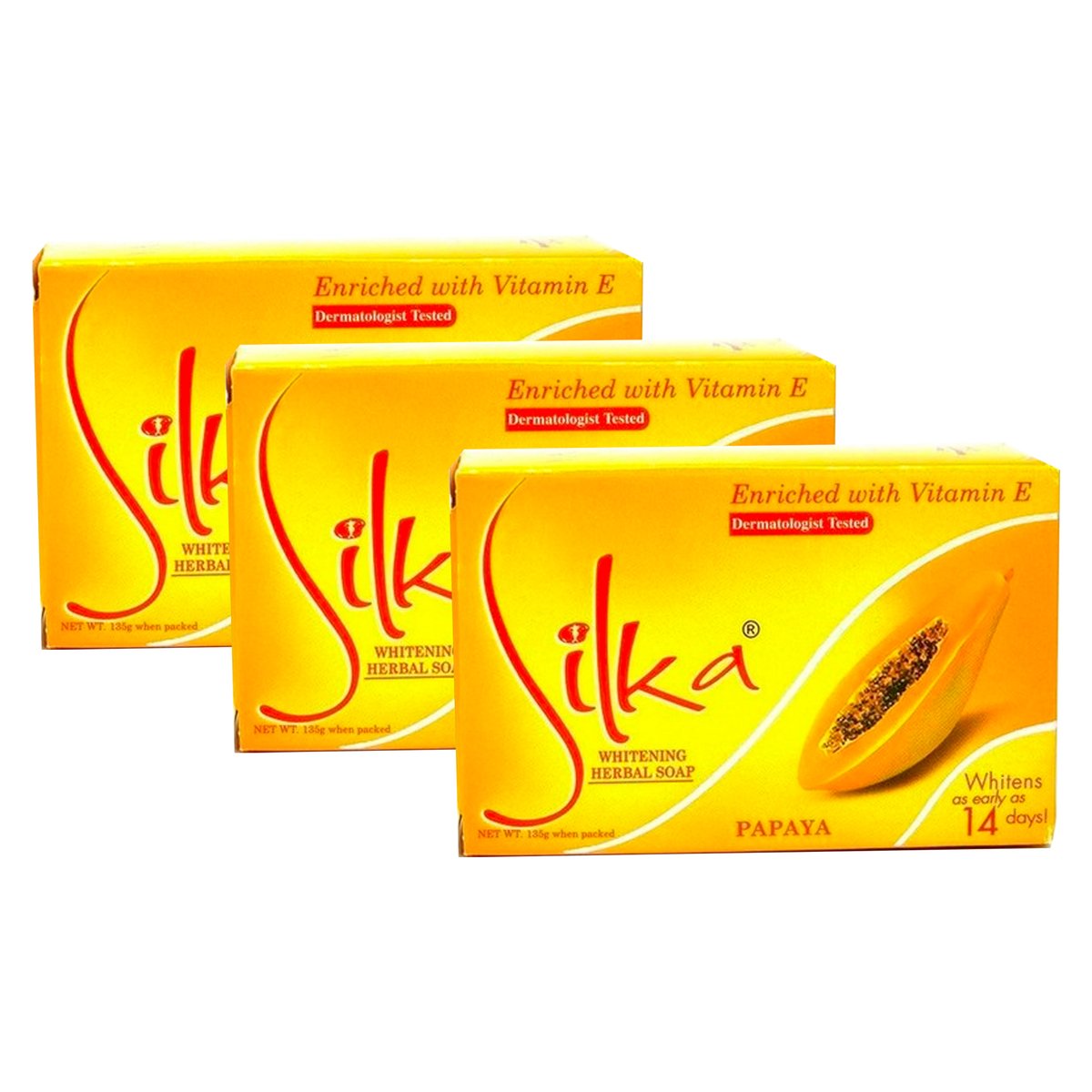 Silka Papaya Whitening Herbal Soap Value Pack 3 x 135g