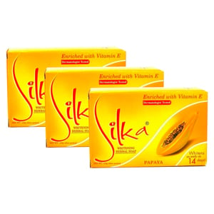 Silka Papaya Whitening Herbal Soap Value Pack 3 x 135g