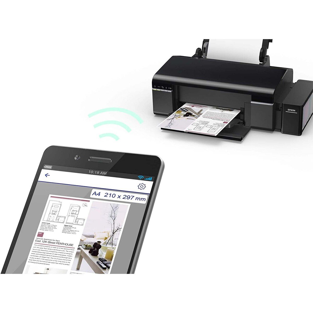 Epson L805 A4 Wireless Photo Printer with Wi-Fi - Black