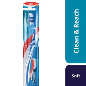 Aquafresh Clean & Reach Toothbrush Soft Assorted Color 1pc