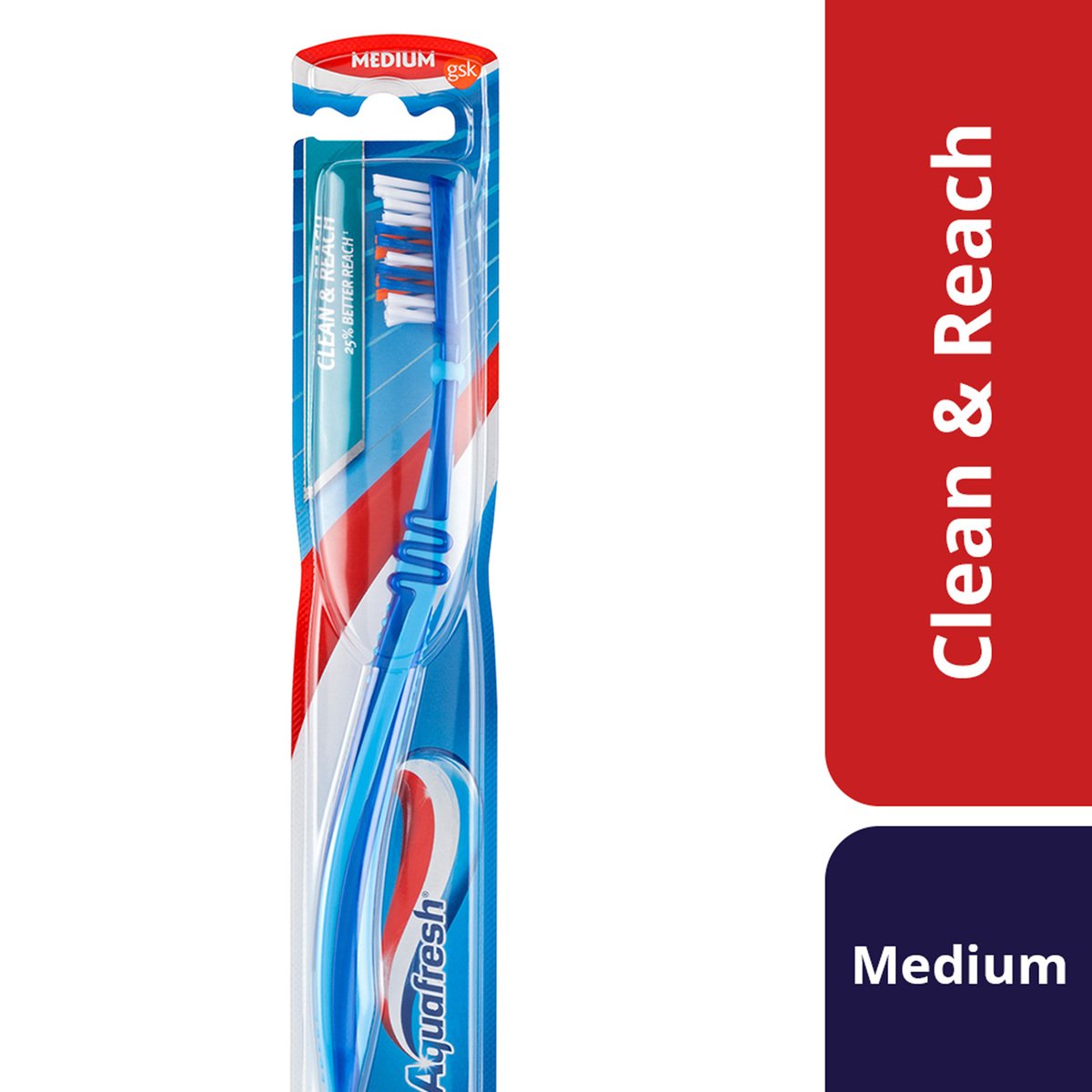 Aquafresh Clean & Reach Toothbrush Medium Assorted Color 1 pc