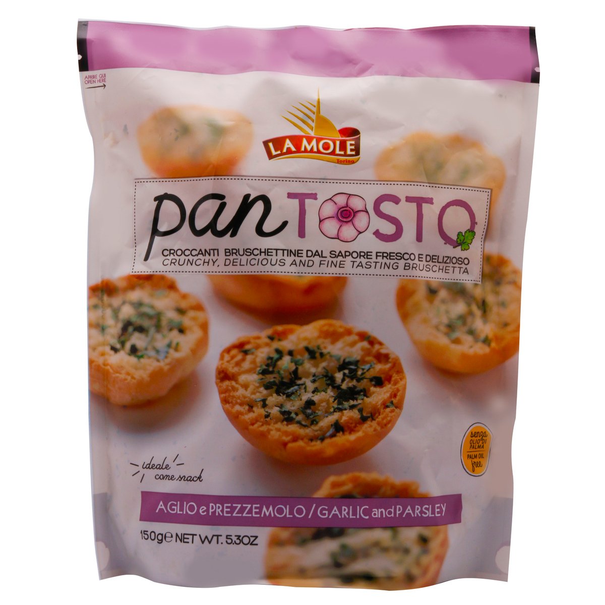 Buy La Mole Pan Tosto Snacks Garlic & Parsley 150 g Online at Best Price | Other Crisps | Lulu Kuwait in Kuwait