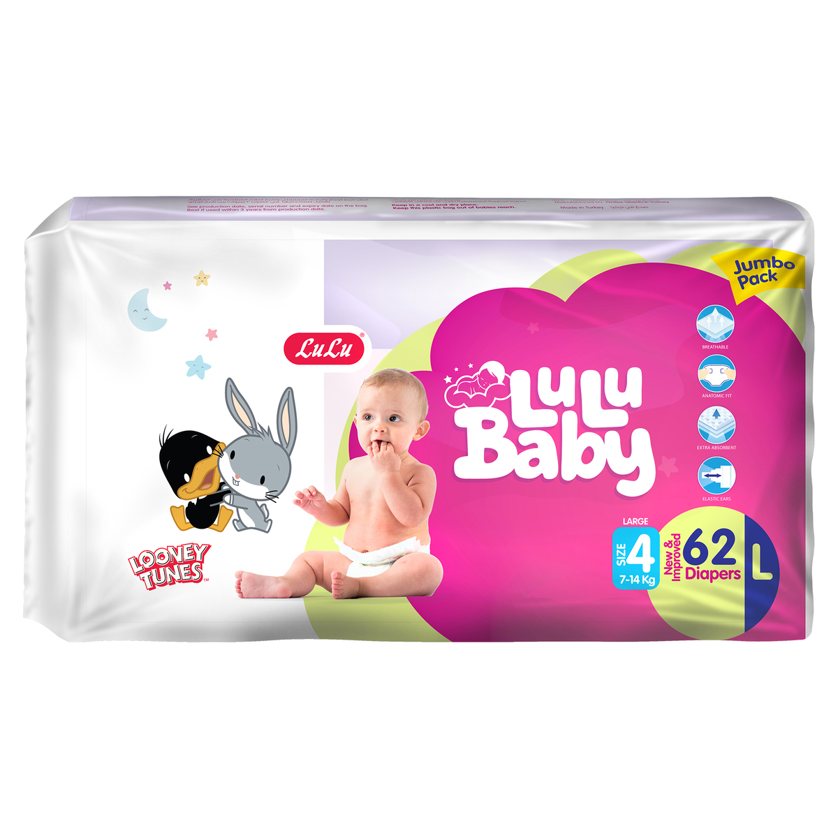 Lulu PL LuLu Baby Diaper Size 4 7-14kg Large 62pcs