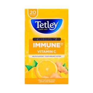 Tetley Super Fruits Immune With Vitamin C Lemon And Ginger Tea Bags 20 pcs