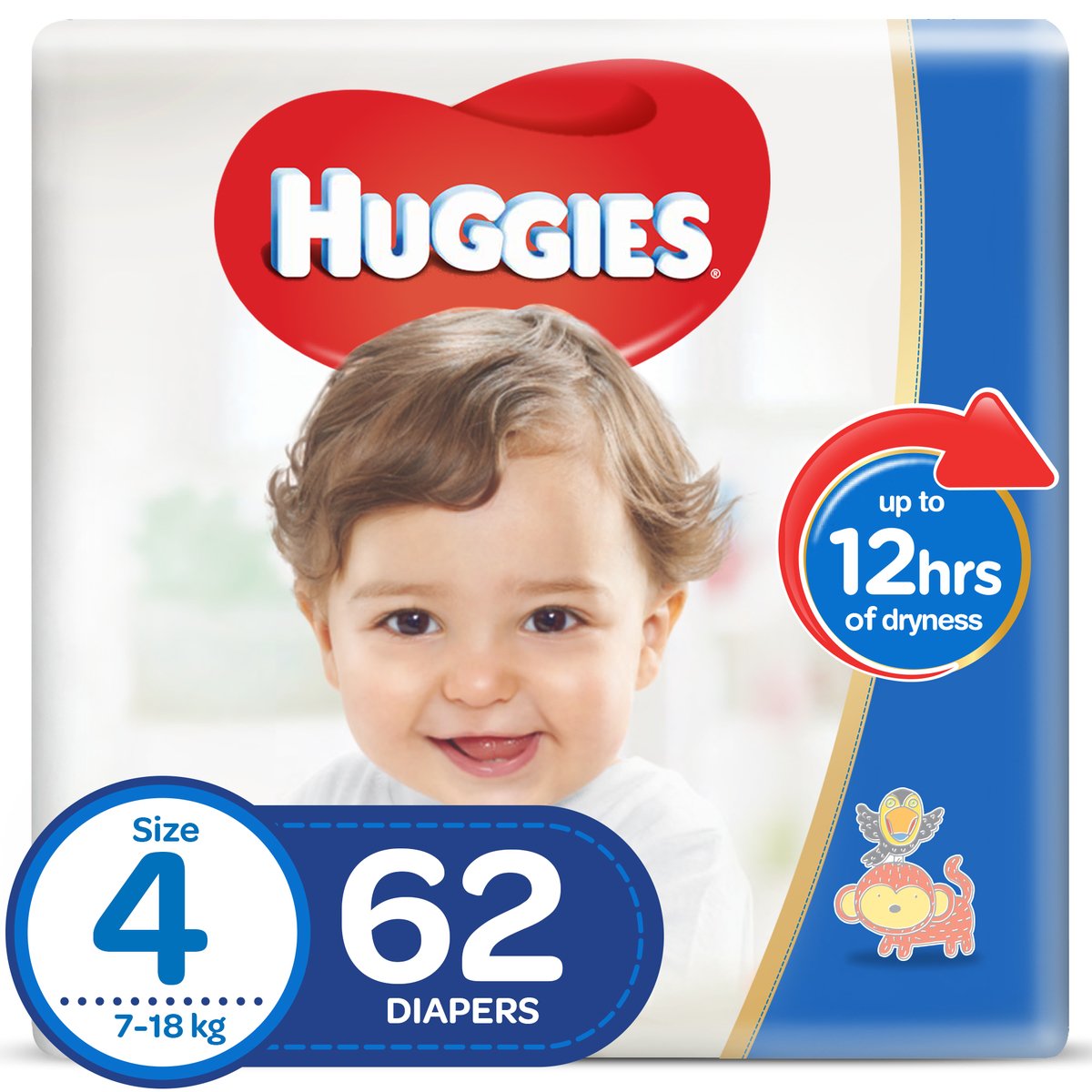 Huggies Diaper Comfy Fit Size 4, Large 7-18kg 62pcs
