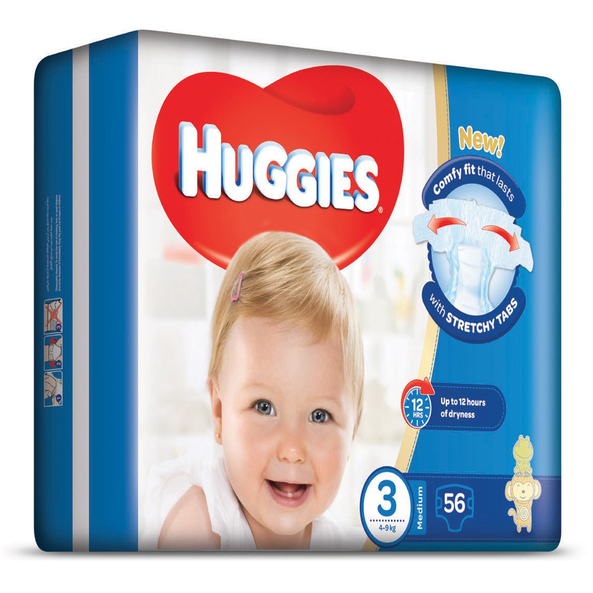 Huggies Diaper Comfy Fit Size 3, Medium 4-9kg 56pcs