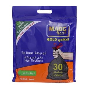 Maog Tie Bags Gold 30 Gallons Medium 27pcs