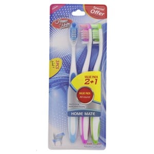 Home Mate Medium Toothbrush LT008-3  2pcs + 1