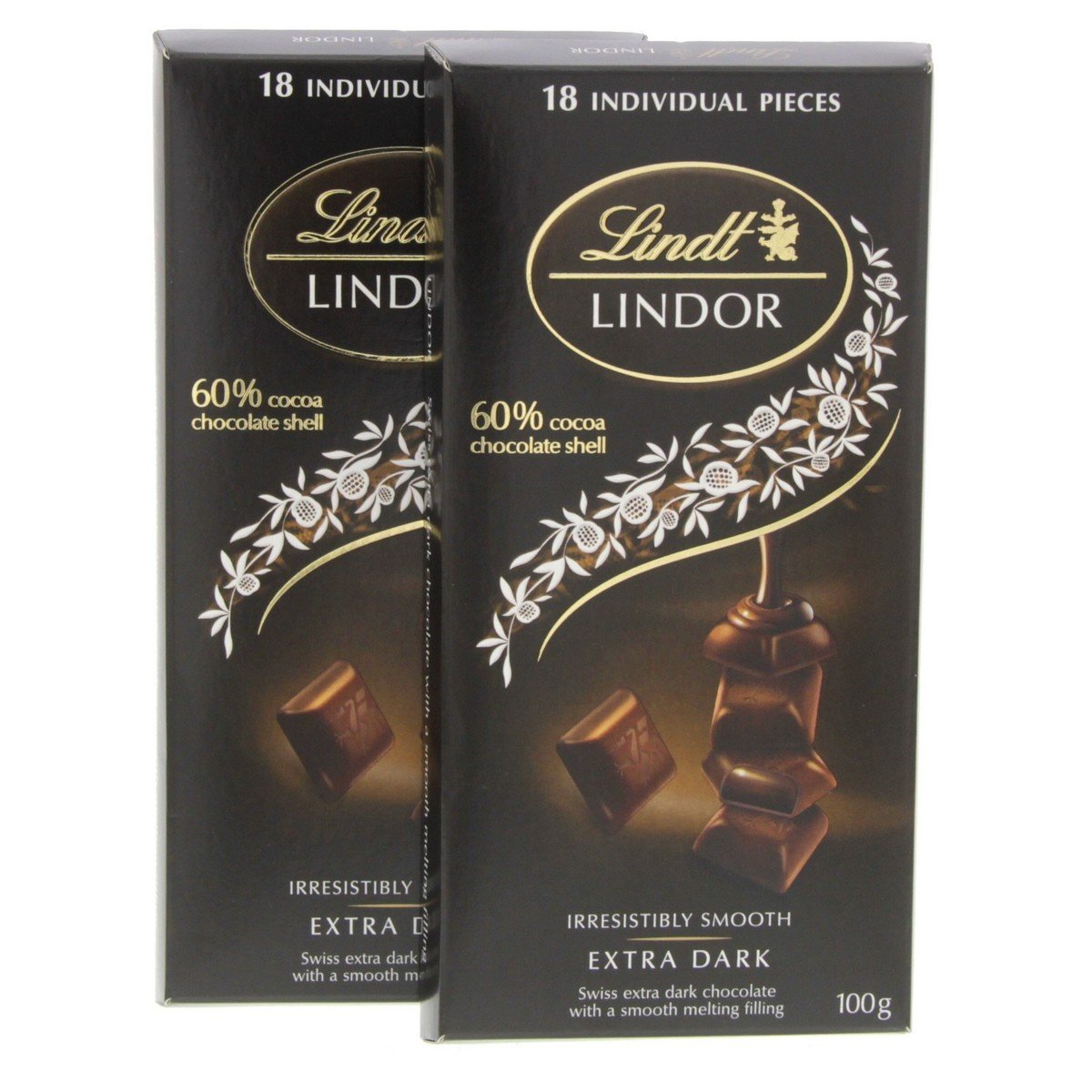 Lindt Lindor Extra Dark Chocolate Value Pack 2 x 100 g