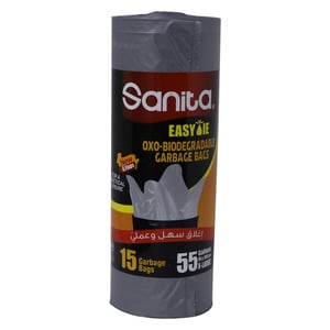 Sanita Easy Tie Garbage Bags Oxo- Biodegradable 55 Gallons X-Large Size 84 x 105cm 15pcs