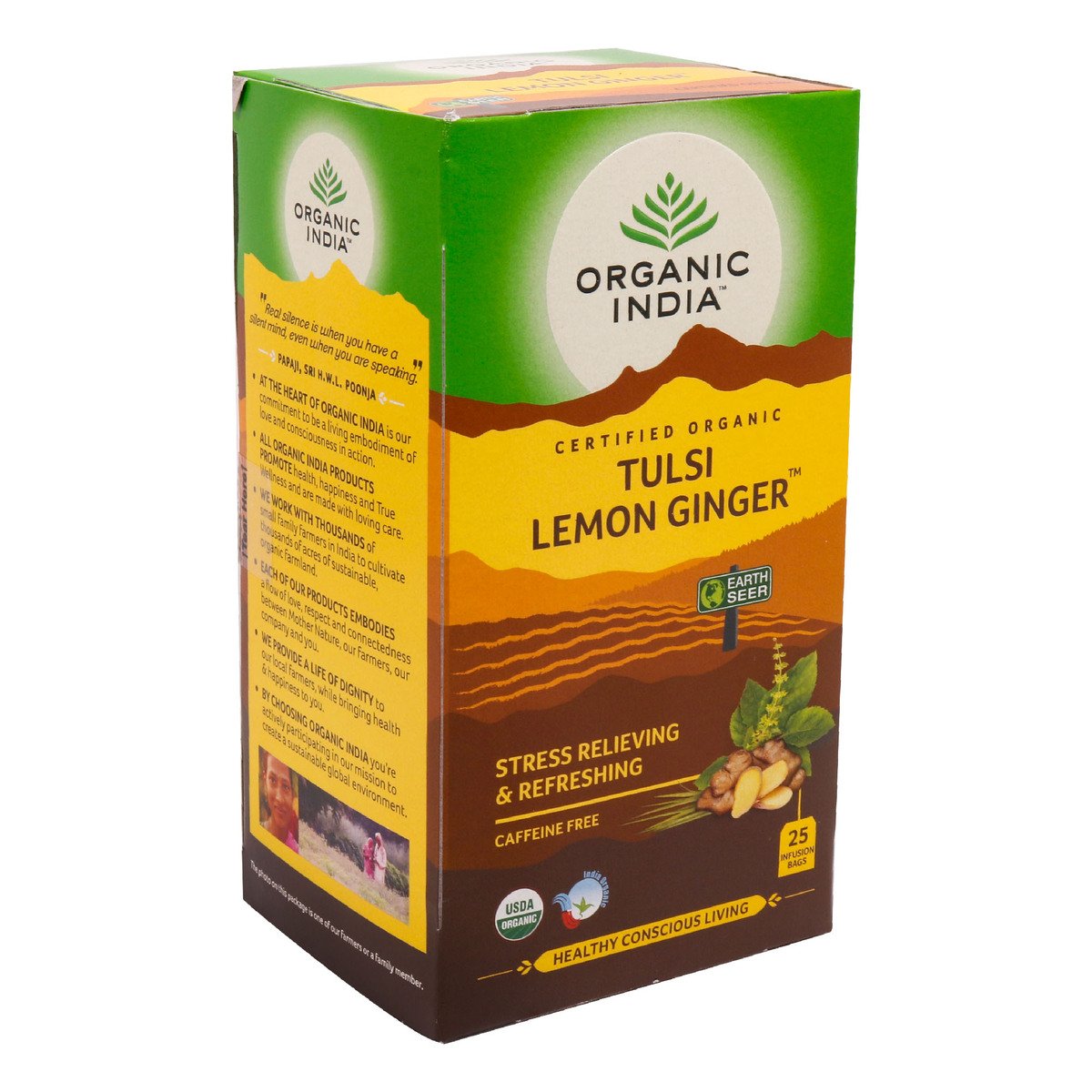 Organic India Tulsi Lemon & Ginger Tea 18 Infusion Bags