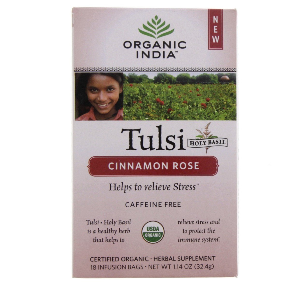Organic India Tulsi Cinnamon Rose Tea 18 Infusion Bags