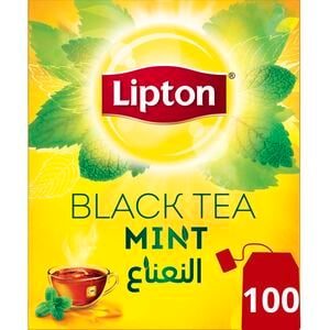 ليبتون شاي أسود بالنعناع 100 كيس شاي