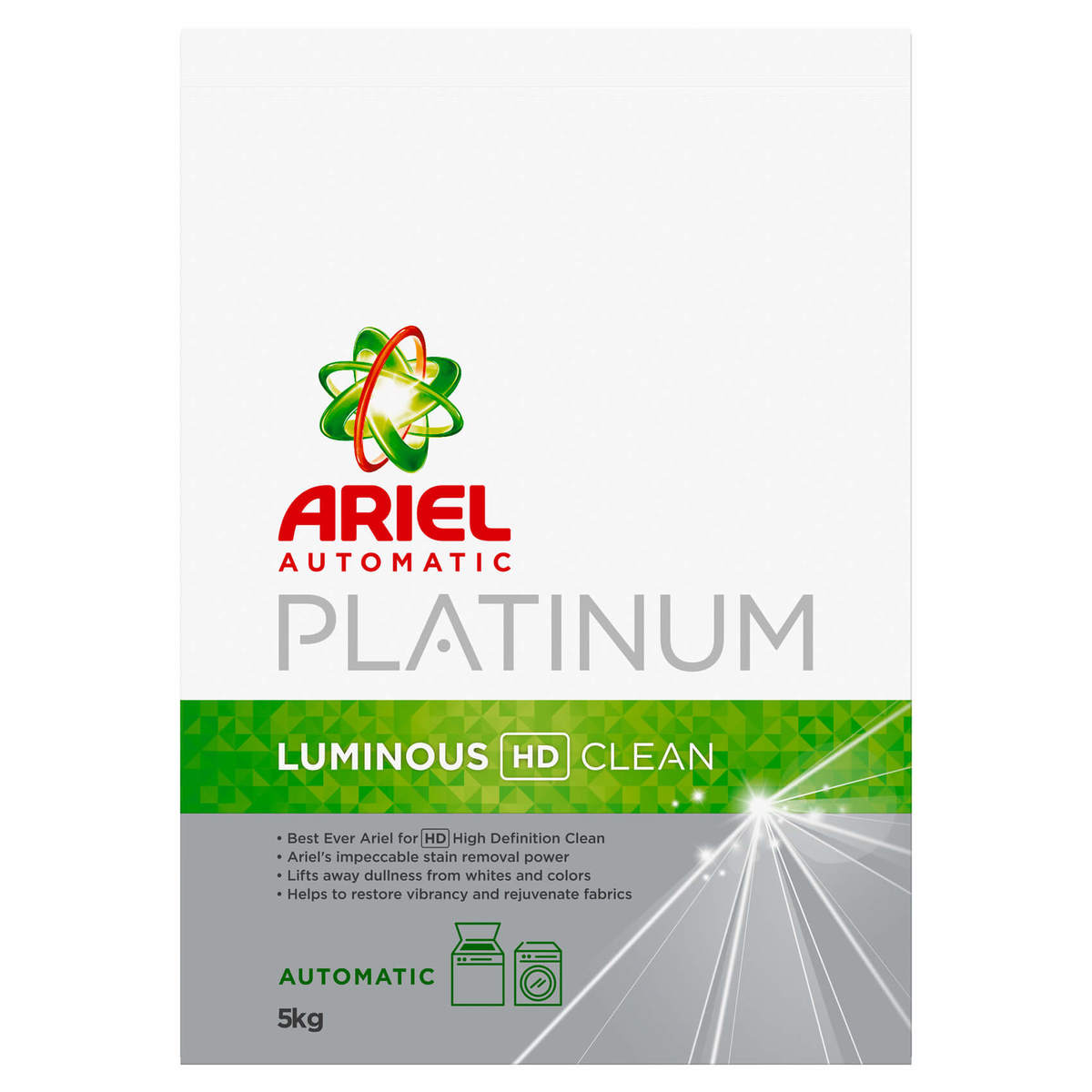 Ariel Automatic Platinum Laundry Powder Detergent Luminous HD Clean 5kg