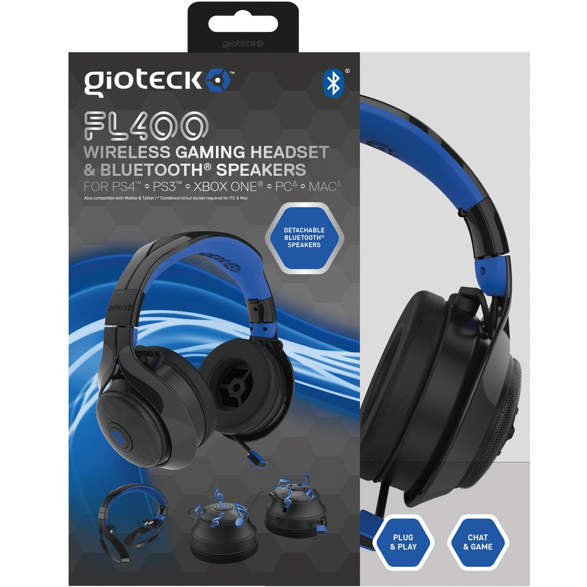 Gioteck Gaming Head Set with Detachable Bluetooth Speaker FL300 Assorted Color