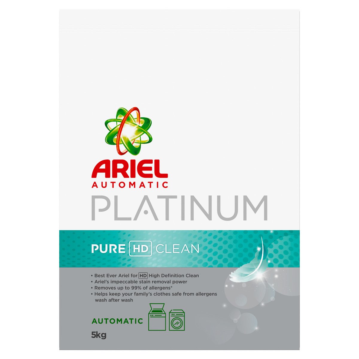 Ariel Automatic Platinum Laundry Powder Detergent Pure HD Clean 5kg