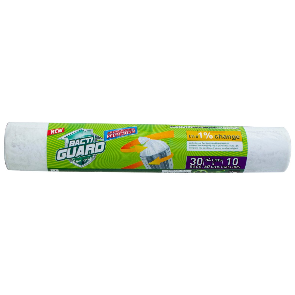 Bacti Guard Anti Bacterial Protection HD Biodegradable Garbage Bags 10 Gallons Size 54 x 60cm 30pcs