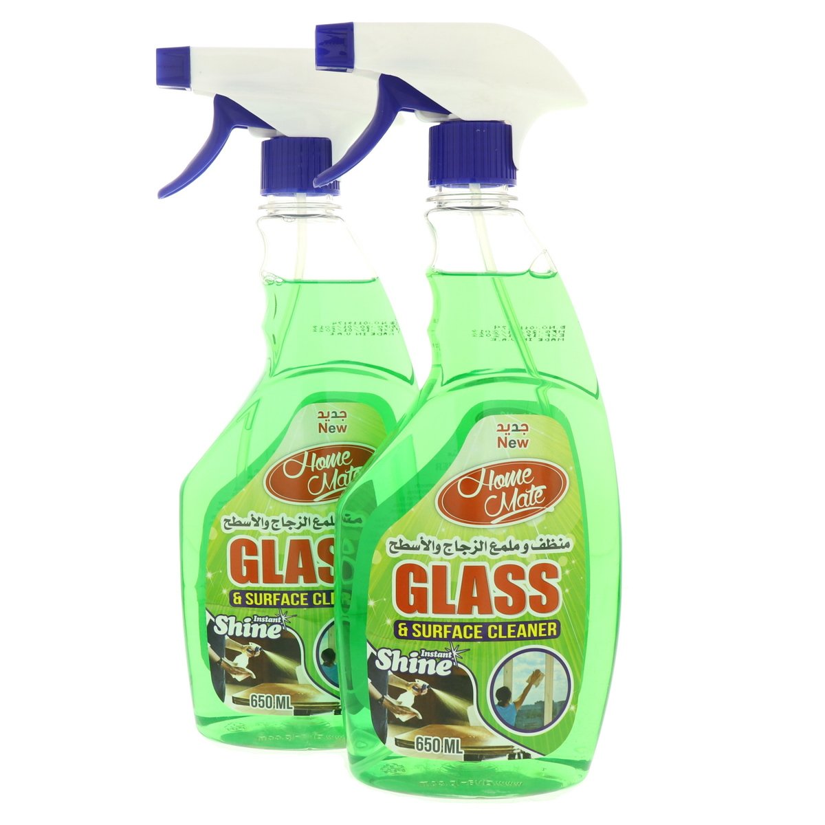 Buy Home Mate Glass and Surface Cleaner Green 2 x 650ml Online at Best Price | Glass Cleaners | Lulu UAE in UAE