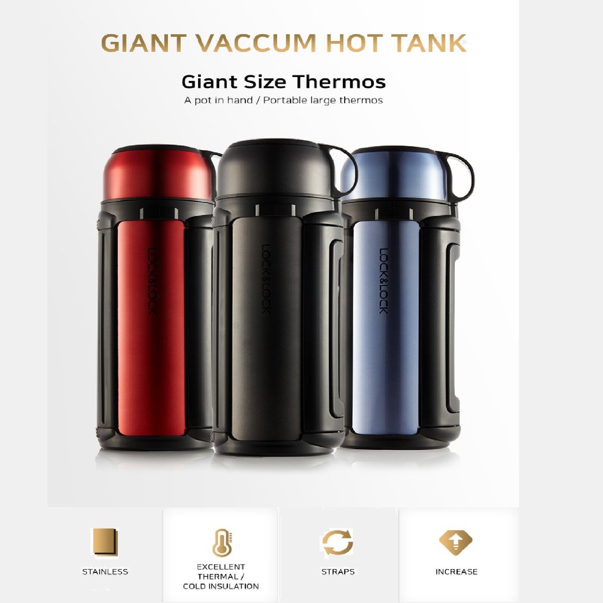 Lock & Lock Stainless Steel Flask Giant 1500ml 1412SG Assorted Colors