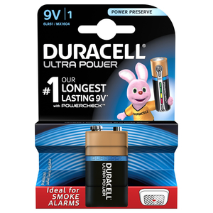 Duracell Ultra Power Type 9V Alkaline Batteries 1pc