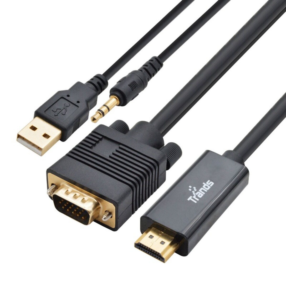 Trands VGA To HDMI Cable With Audio Male to Male, for Computer, Desktop, Laptop, PC, Monitor, Projector, HDTV CA535