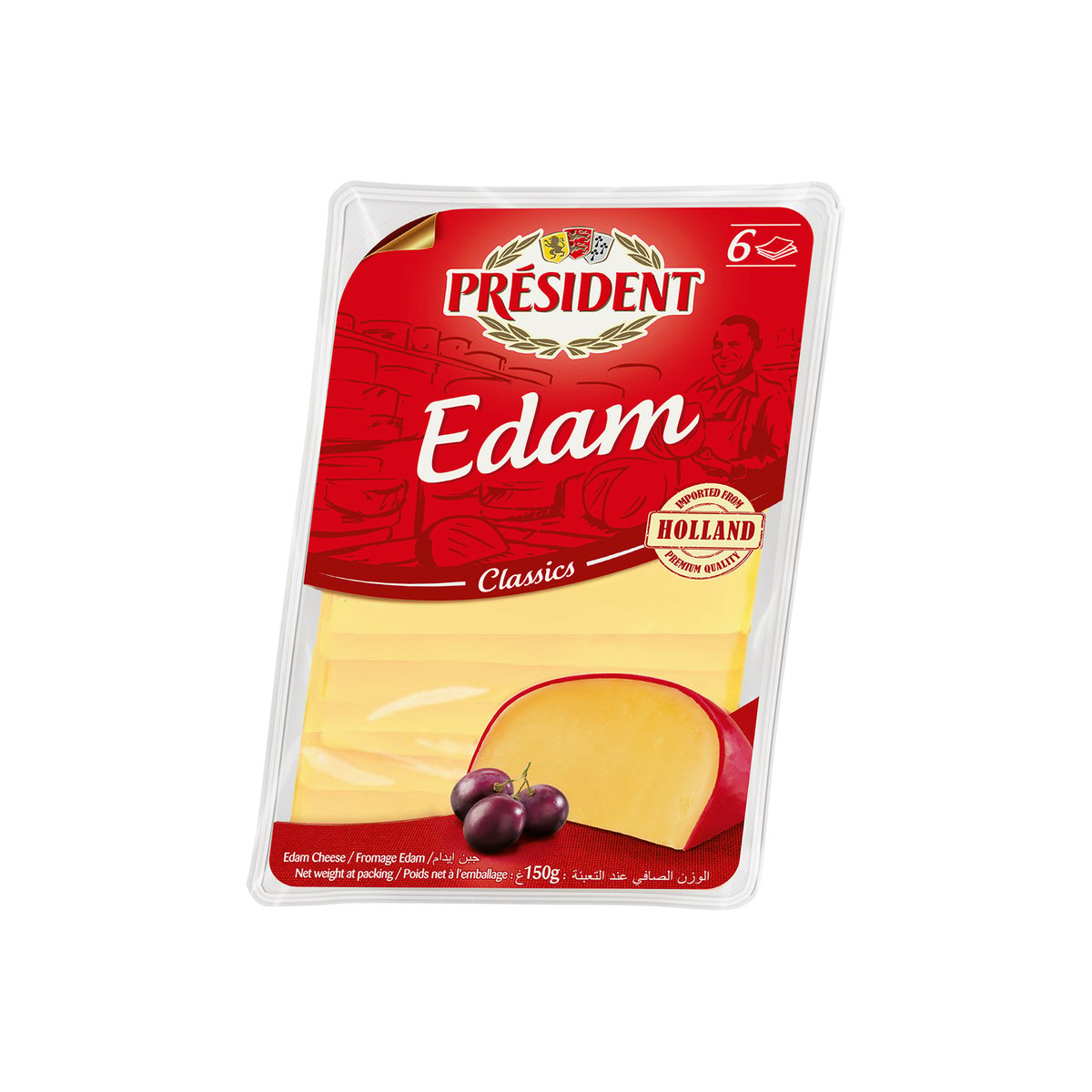 President Edam Sliced Cheese 150g