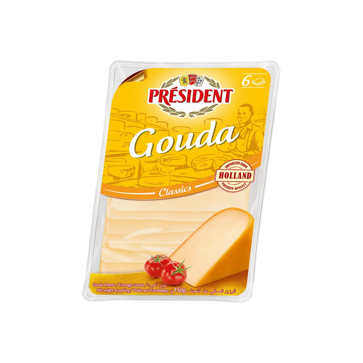 Buy President Gouda Sliced Cheese 150 g Online at Best Price | Sliced Cheese | Lulu Kuwait in Saudi Arabia