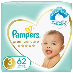 Pampers Premium Care Diapers Size 3, 6-10kg The Softest Diaper 62pcs